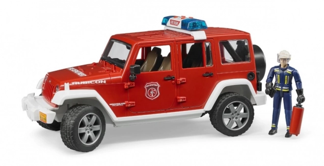 Bruder Rdeči gasilski JEEP WRANGLER s figurico in dodatki