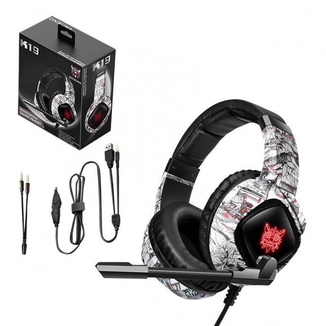 Gaming slušalke Onikuma K19 Camouflage bela