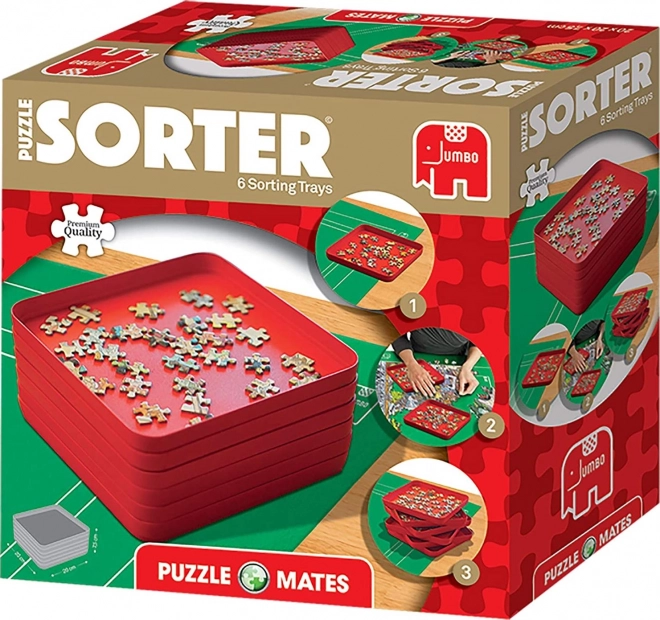 Komplet posod za razvrščanje sestavljank – 6 skled, rdeče, 20 × 20 cm JUMBO PUZZLE MATES