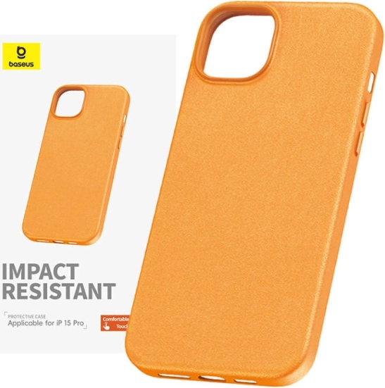 Ovitak za iPhone 15 Pro Max Baseus Fauxther Series oranžen