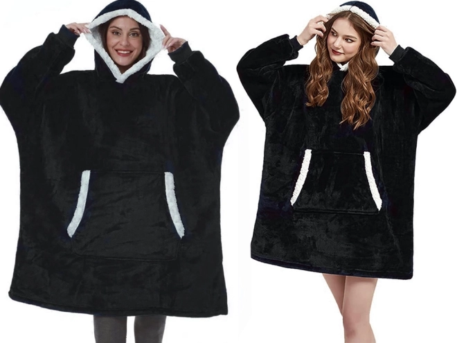 Topla oversize majica s krznom in kapuco