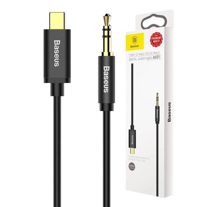 Baseus Yiven Avdio kabel USB-C na mini jack 3,5 mm, 1,2 m - črna