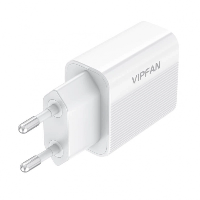 Mrežni polnilec VFAN E01, 1x USB, 2,4A + kabel Lightning (bela)