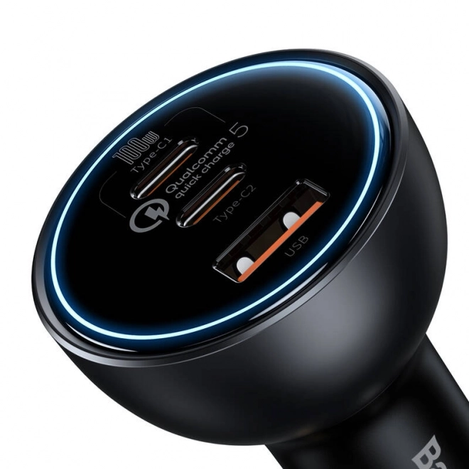 Polnilnik za avto Baseus Qualcomm, USB, 2x USB-C, 160 W (siva)
