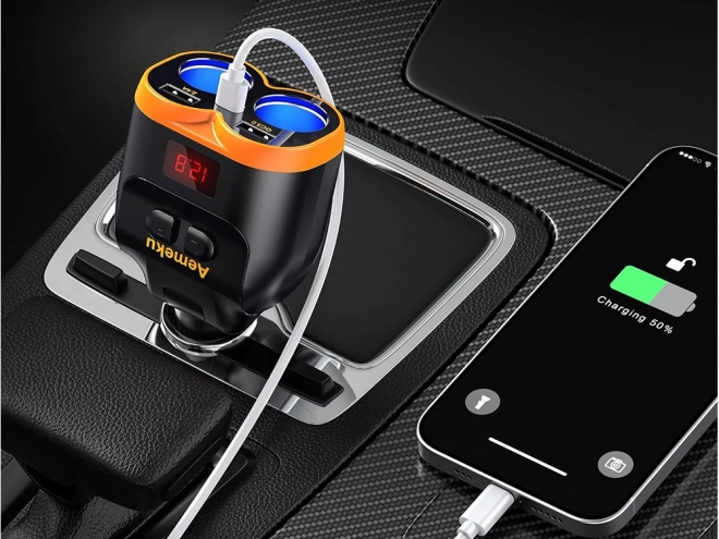 Razdelilec za vžigalnik z USB-A in USB-C QC 3.0 polnilcem