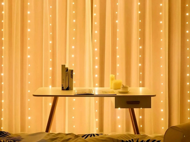 Božični svetlobni obešalnik 300 LED tople bele USB