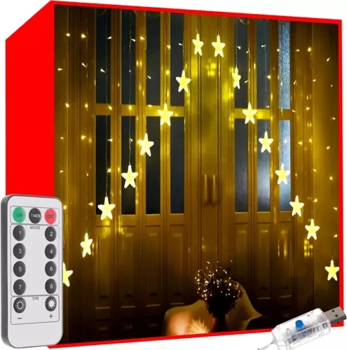 LED svetlobna zavesa zvezde 136 LED toplo bela z daljinskim upravljalnikom