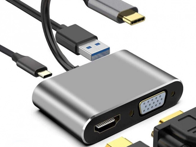 Adapter USB-C HDMI 4K VGA Hub s Power Delivery