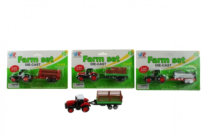 Kovinski traktor s prikolico