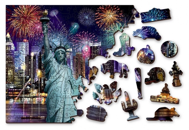 Lesena sestavljanka Nočni New York 2v1