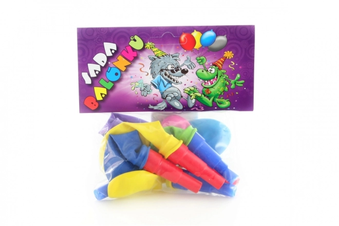 Napihljivi balončki s piščalko, set 7 kos