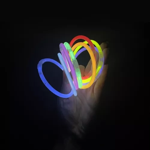 Fluorescenčni zapestnice in paličke 100 kosov s konektorji