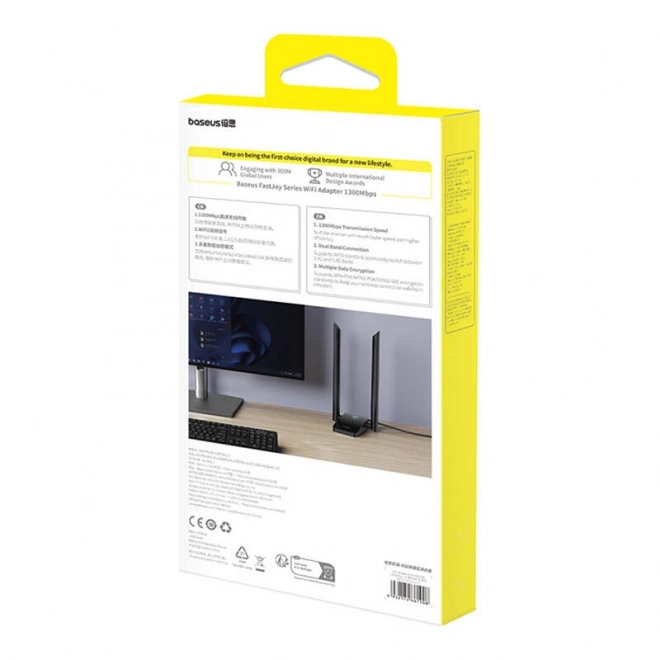 WiFi adapter Baseus FastJoy 1800 Mbps črn