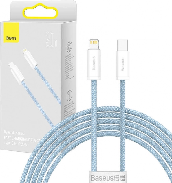 Dinamični polnilni kabel Baseus USB‑C na Lightning 20 W, 2 m, moder