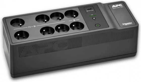 Zasilnik brezprekinitvenega napajanja APC Back‑UPS 500 VA, 8 vtičnic tipa E, USB
