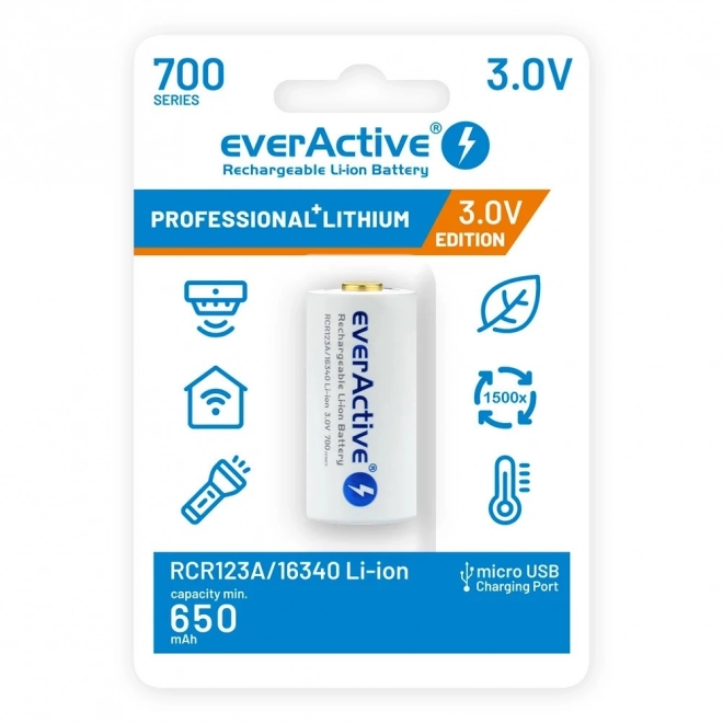 Polnilna baterija EverActive 16340 700 mAh z micro USB