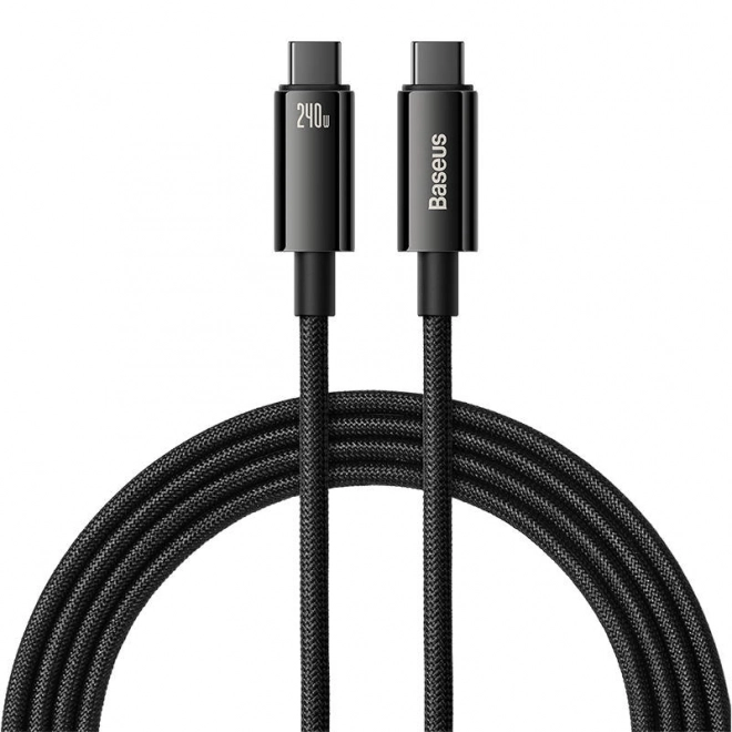 Podatkovni kabel Baseus Tungsten Gold USB-C na USB-C 240W 2m črn