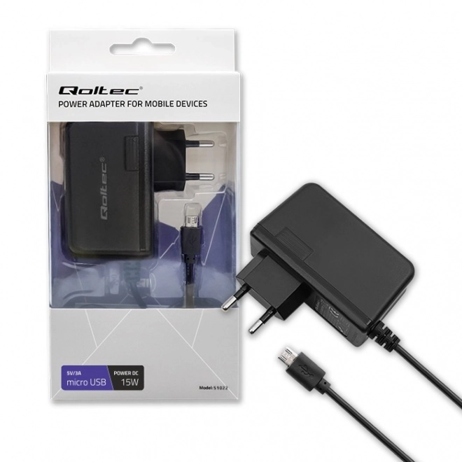 Polnilec Qoltec 15W z micro USB kablom
