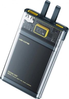 Powerbanka 10000 mAh z vgrajenima kabloma USB‑C in Lightning, PD 20 W + QC 22,5 W