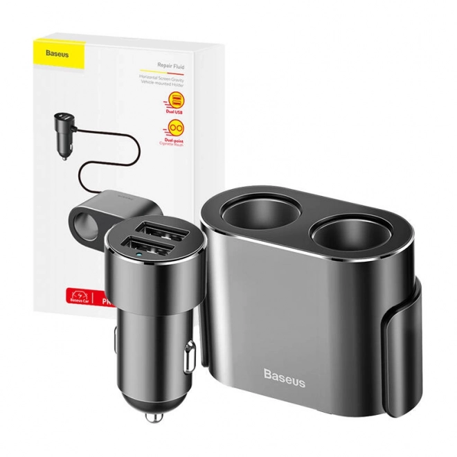 Vtičnica za vžigalnik z razdelilnikom 2xUSB 3,1A 100W - črna