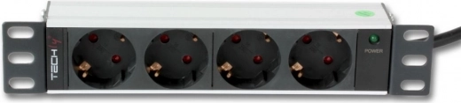 Napajalni trak za 10" omaro 1U, 4x Schuko, 250 V/16 A, kabel 1,8 m