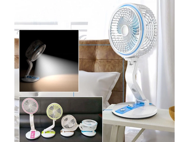 Prenosni zložljivi ventilator z LED lučjo in USB polnjenjem