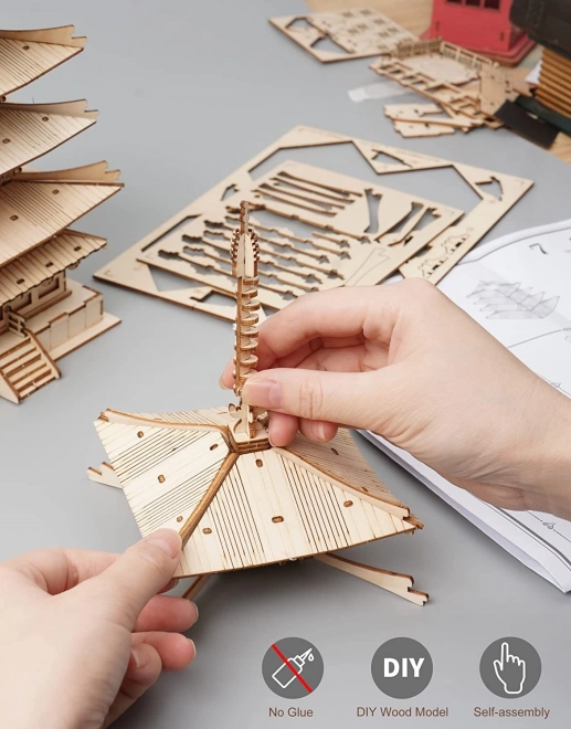 3D lesena sestavljanka petnadstropna pagoda