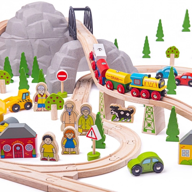 Bigjigs Rail Lesena železniška steza gorska pot 112 delov