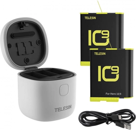 Vodoodporna polnilna postaja TELESIN Allin Box za GoPro HERO 9/10/11/12 + 2 bateriji