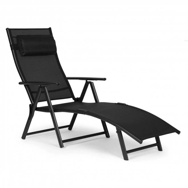 Vrtni ležalnik za plažo, zložljiv, nastavljivo naslonjalo, jeklena konstrukcija. ModernHome