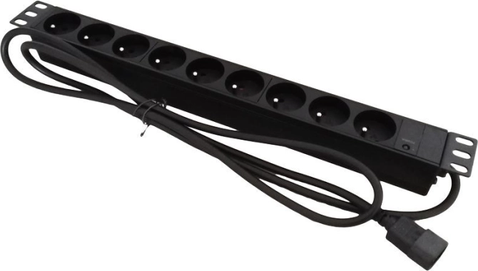 Rack napajalni letvenik 19" 9× CEE 7/5 z vtikačem C14 za rack