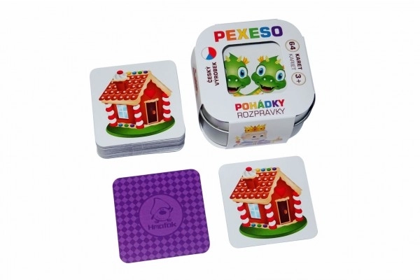 Pexeso Pravljice 64 kart družabna igra v pločevinasti škatlici 6,5x6,5x4cm