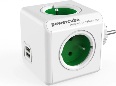 Razdelilnik vtičnic PowerCube Original USB zelen