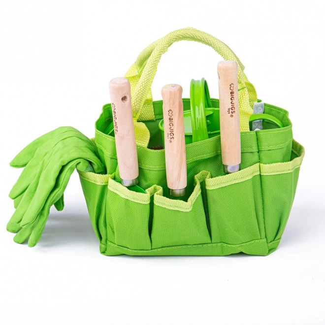 Bigjigs Toys Vrtni set orodja v platneni torbi zeleni