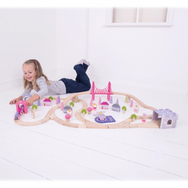 Bigjigs Rail Lesena velika železniška proga za princese