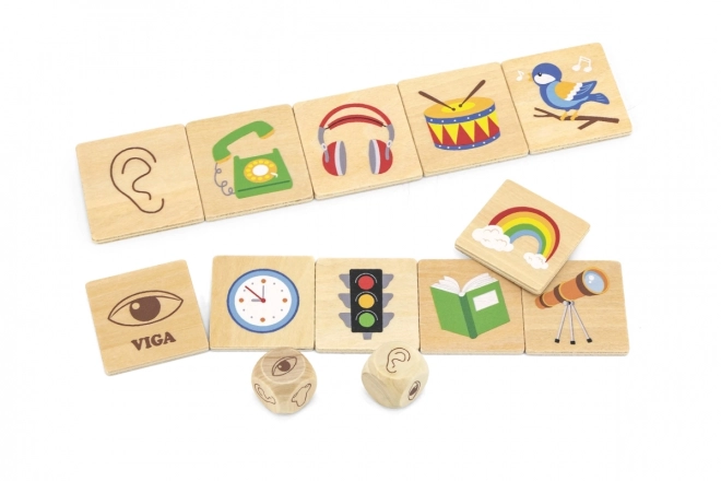 VIGA učna igra lesene puzzle za učenje čutil