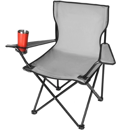 Ribiški / kamping zložljivi stol / naslonjač - siva