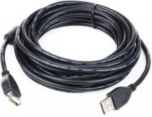 Podaljševalni kabel USB 2.0 AM–AF 1,8 m s feritnim filtrom, črn