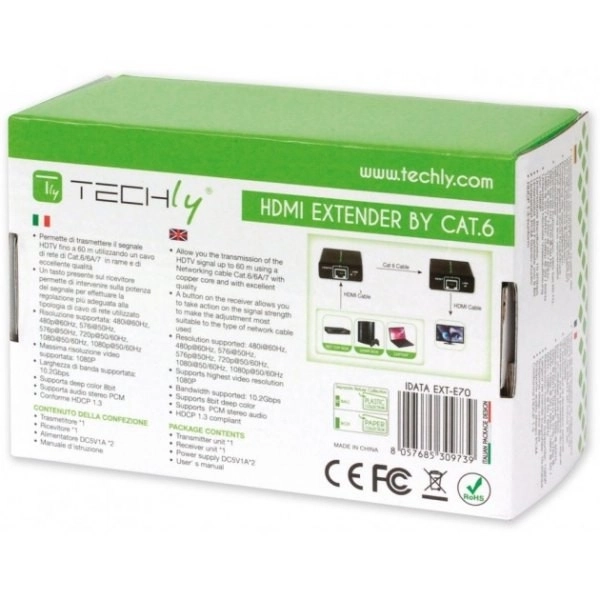 HDMI podaljšek za prenos po kablu Cat.6/6a/7, do 60m, FullHD 3D, črn