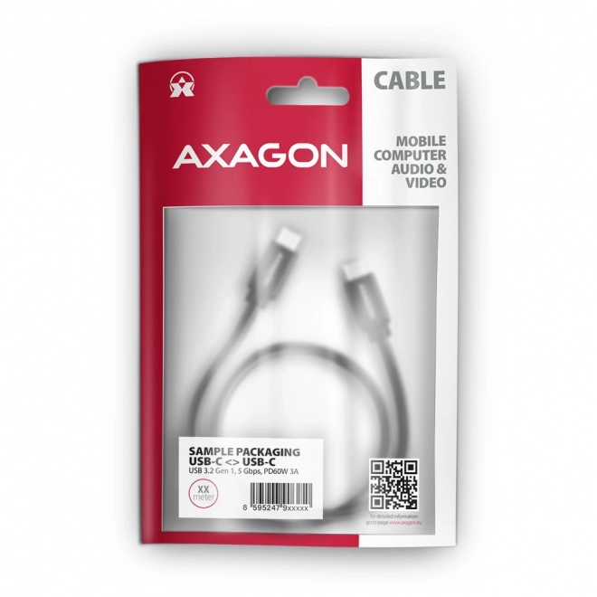 Kabel USB-C na USB-C 3m, Power Delivery 60W, upogljiv pleteni