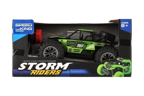 Auto RC buggy terensko zeleno 22cm plast 2,4GHz na baterije + polnilni paket v škatli 32x16x18cm