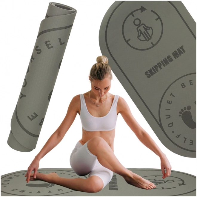 Fitnes podloga za vadbo joge in preskakovanje, siva, 125x61,5x0,6 cm