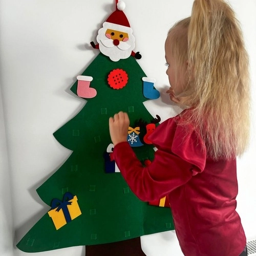 DIY filcasti božični drevesček z okraski 90 cm