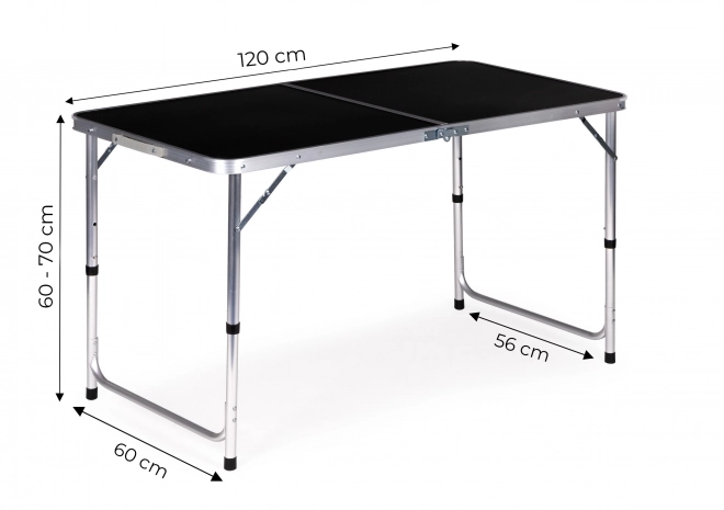 Prenosna miza zložljiva kamp miza črna plošča 120 x 60 cm