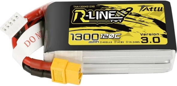 tattu r-line 3.0 lipo baterija 1300 mah 14,8 v 120c 4s z vtikačem xt60