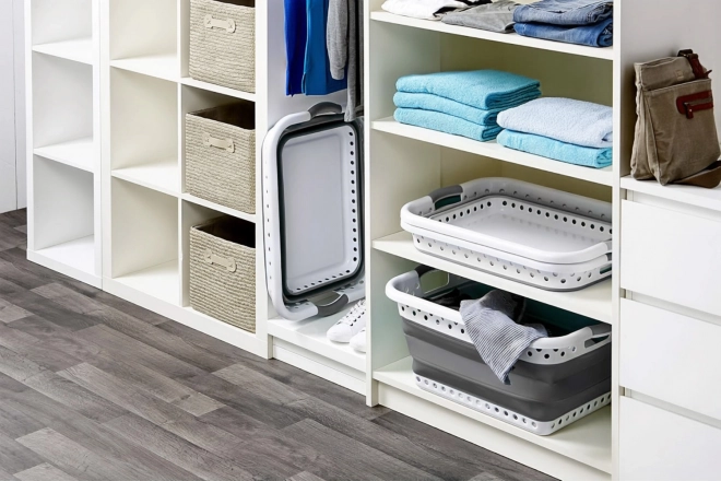 Zložljiv koš za perilo silikonska posoda bela-siva 20 l od ModernHome