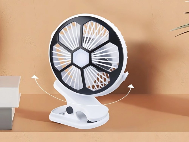 Namizni ventilator z LED lučko in sponko