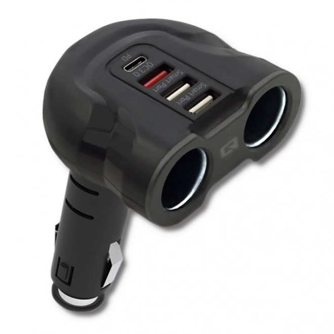 Razdelilec avtomobilskega vžigalnika 12-24V | 52W | 2,4A | 2xUSB | USB QC 3.0 | USB-C PD | 2x vtičnica za avtomobilski vžigalnik