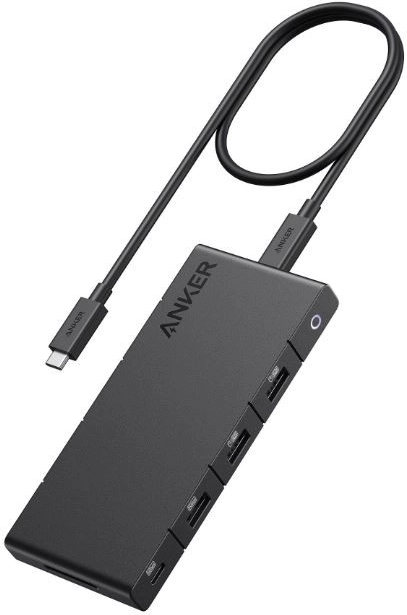 USB-C hub 10-v-1 z dvojnim zaslonom, 2x 4K HDMI, črn