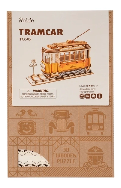Retro Tramvaj - 3D lesena sestavljanka
